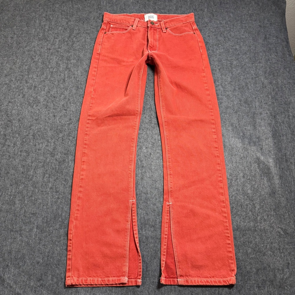 BDG Urban Outfitters Orange Split Hem Jeans Straight Leg 100% Cotton Size 26